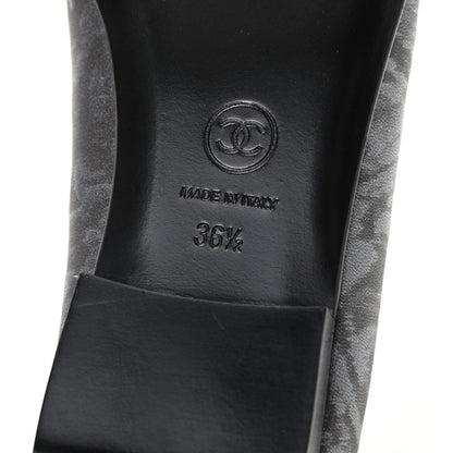 Chanel Metallic Lambskin Camellia CC Cap Toe Ballerina Flats 36.5 Dark Grey 9 of 11