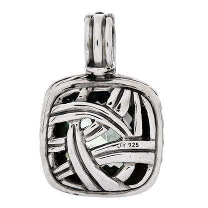 David Yurman Sterling Silver Diamond Prasiolite 14mm Albion Enhancer Pendant 3 of 4