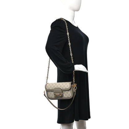 Gucci GG Supreme Monogram Small Horsebit 1955 Chain Shoulder Bag Beige Mystic White 2 of 9