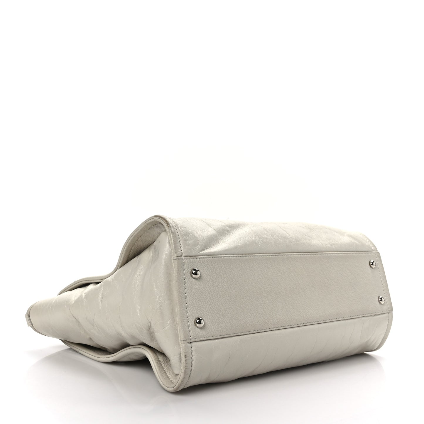 Glazed Calfskin Small Deauville Tote Ecru