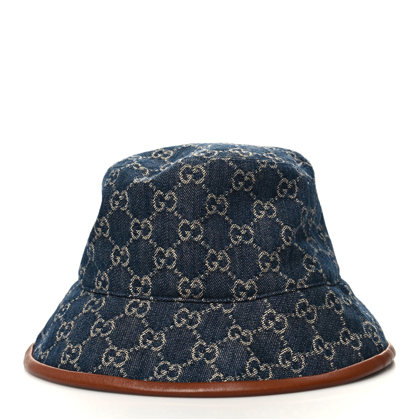 Washed Jacquard Denim Nappa GG Monogram Oscar Bucket Hat XL Denim Cuir