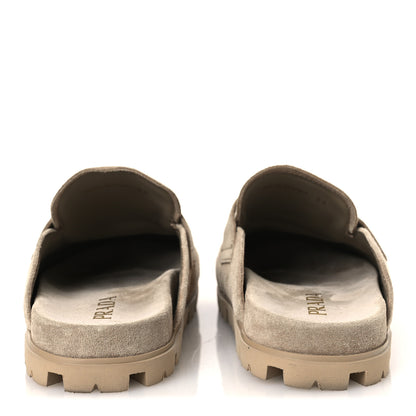 Prada Suede Scamosciato Triangle Logo Mules 36 Deserto 6 of 11