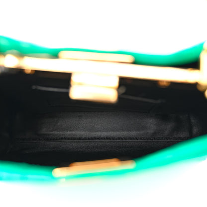 Fendi Shiny Crocodile Nappa Mini Plexi Handle Peekaboo Iconic Satchel Emerald 5 of 12