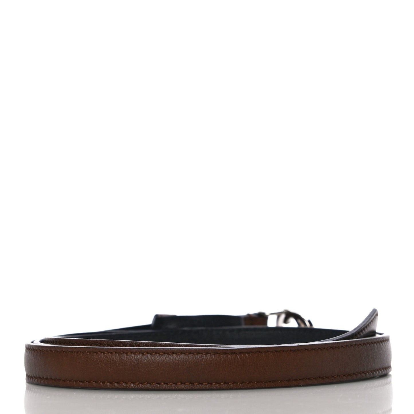 Moon Calfskin Nickel Interlocking G 20mm Belt 80 32 Brown