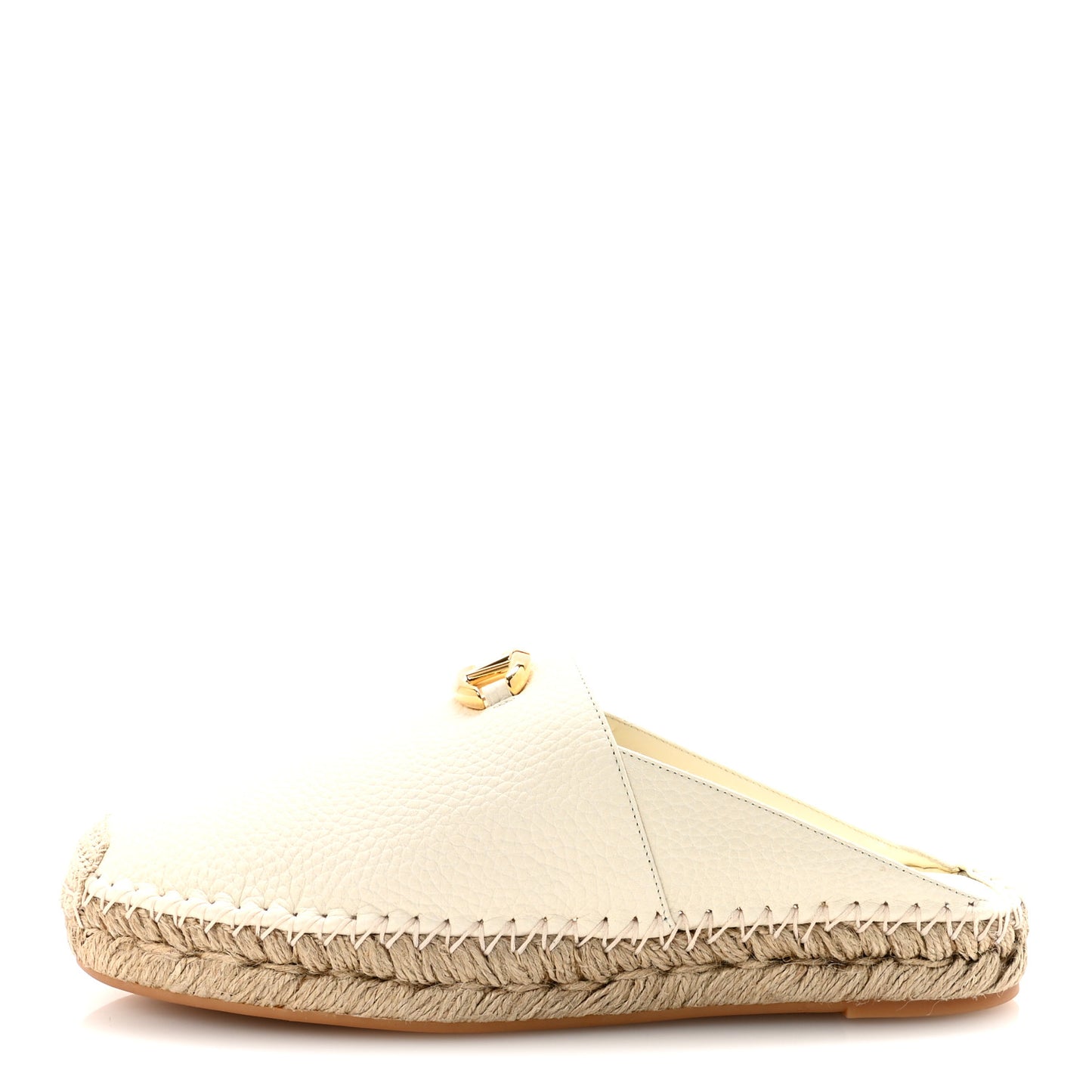 Pebbled Calfskin Vlogo Espadrille Mules 38 Light Ivory