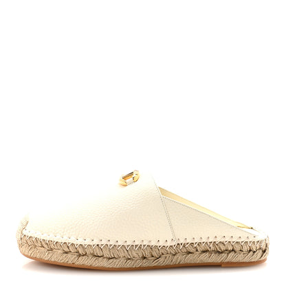Valentino Garavani Pebbled Calfskin Vlogo Espadrille Mules 38 Light Ivory 1 of 10