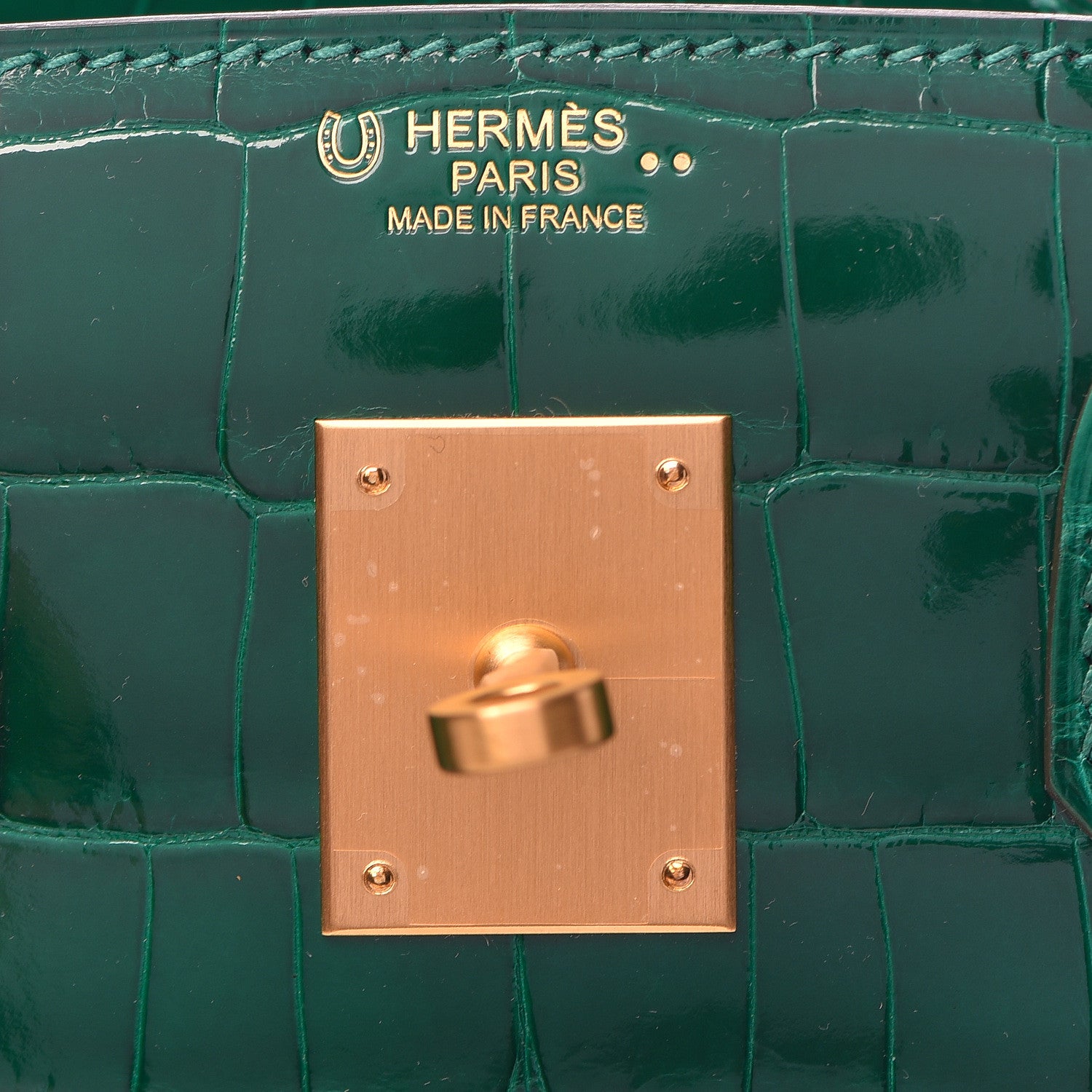 Hermes Shiny Niloticus Crocodile Horseshoe Birkin 30 Vert Emeraude Black 25 of 38