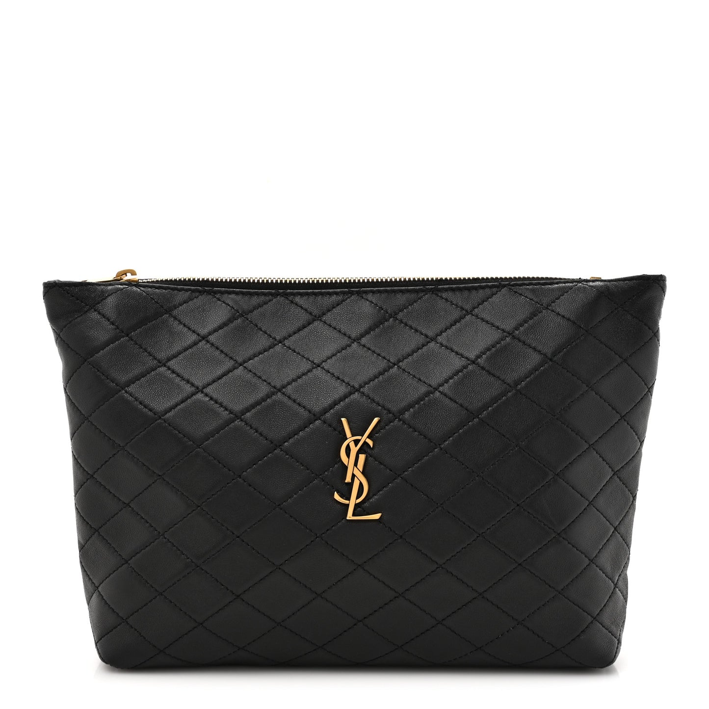 Lambskin Quilted Gaby Cosmetic Pouch Black