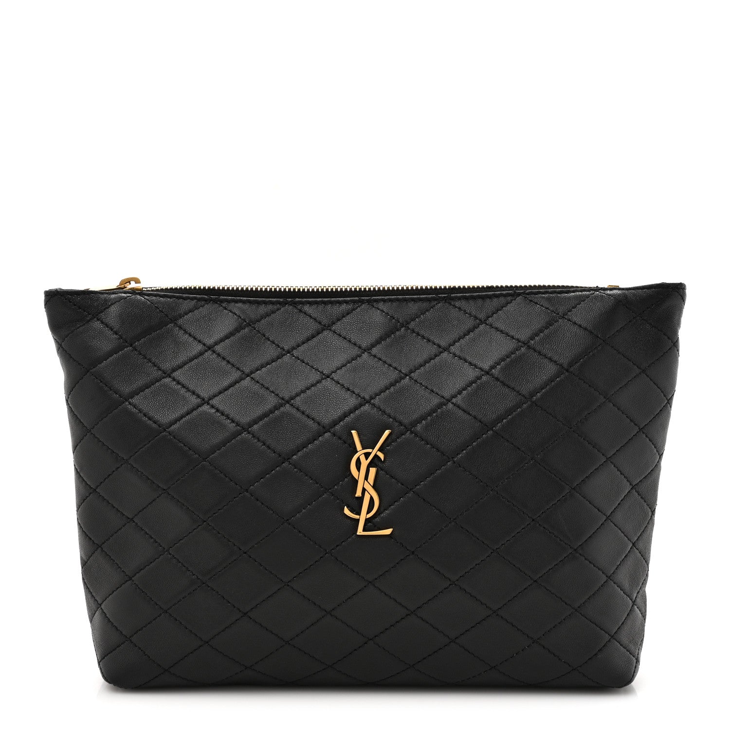 Saint Laurent Lambskin Quilted Gaby Cosmetic Pouch Black 1 of 11