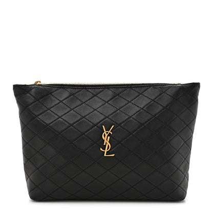 Saint Laurent Lambskin Quilted Gaby Cosmetic Pouch Black 1 of 11