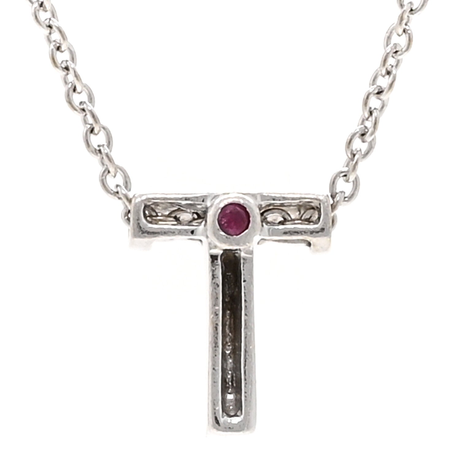 Roberto Coin 18K White Gold Diamond Love Letter T Pendant Necklace 4 of 5