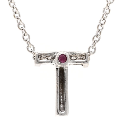 Roberto Coin 18K White Gold Diamond Love Letter T Pendant Necklace 4 of 5