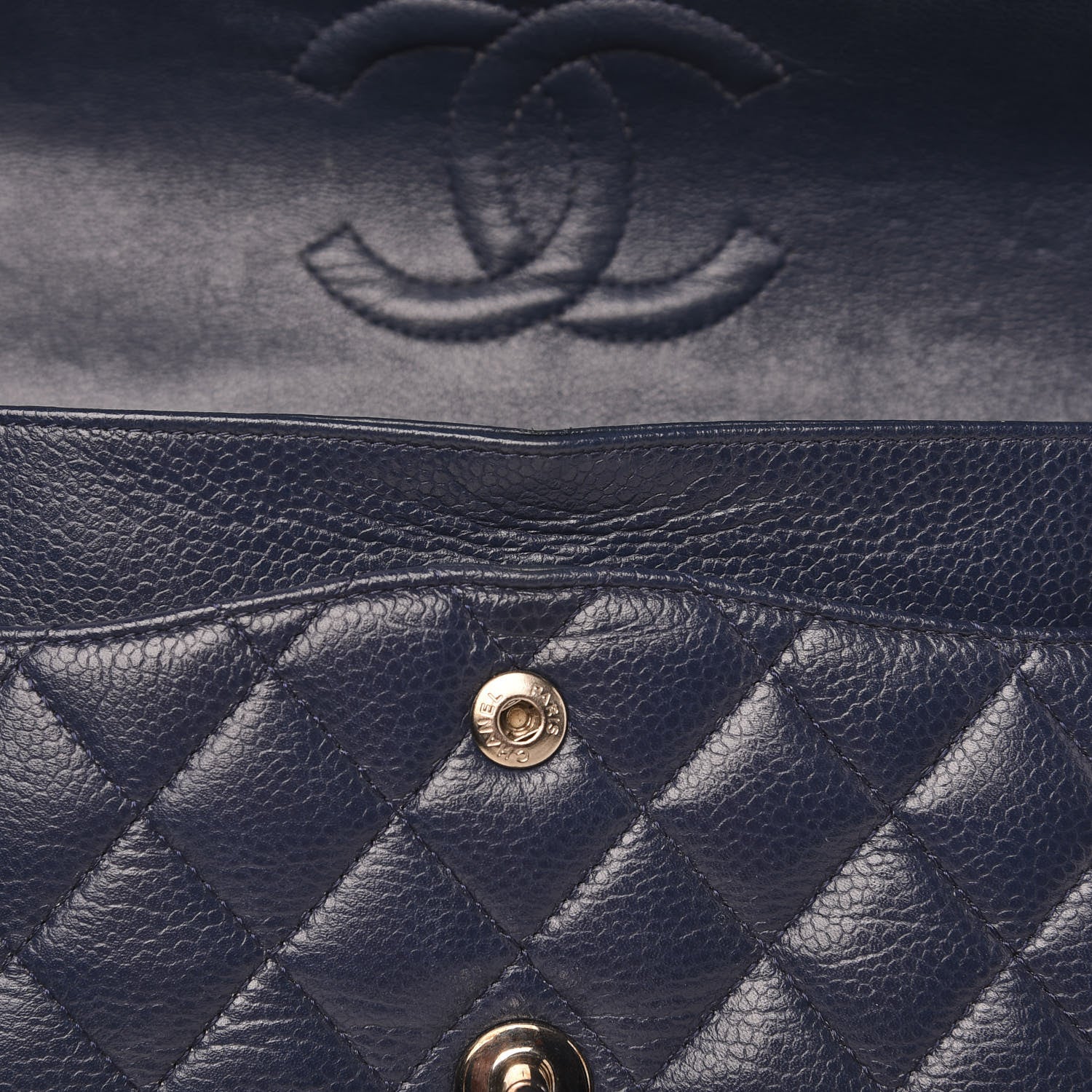 Chanel Caviar Quilted Medium Double Flap Navy 15 of 16