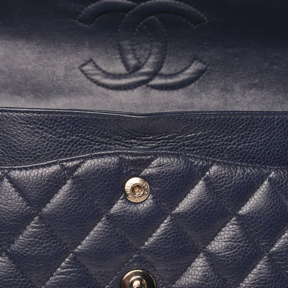 Chanel Caviar Quilted Medium Double Flap Navy 15 of 16