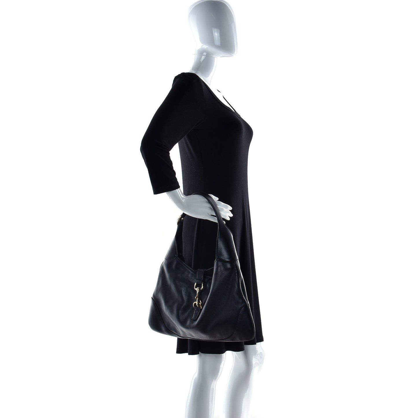 Calfskin Medium Jackie O Bouvier Hobo Black