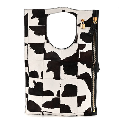 Tom Ford Calf Hair Large Alix Padlock Zip Shoulder Bag Brown White 1 of 9