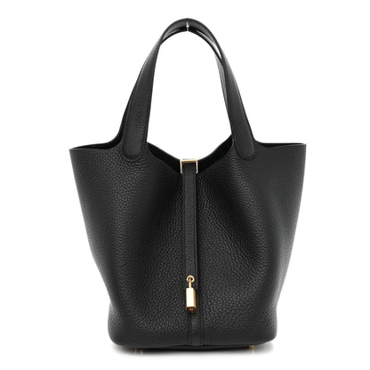 Hermes Taurillon Clemence Picotin Lock 22 MM Black 1 of 11