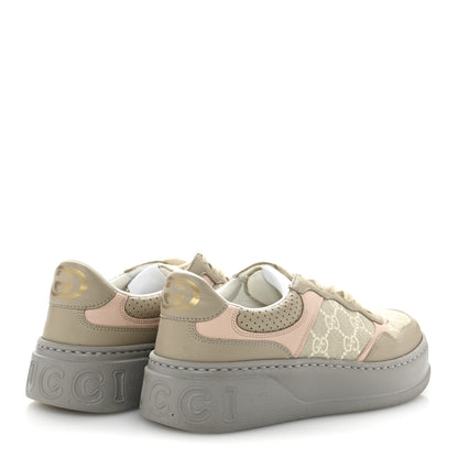 Gucci Calfskin GG Supreme Monogram Perforated Womens Platform 55mm Sneakers 38 Apricot Pink Beige Grey 5 of 8