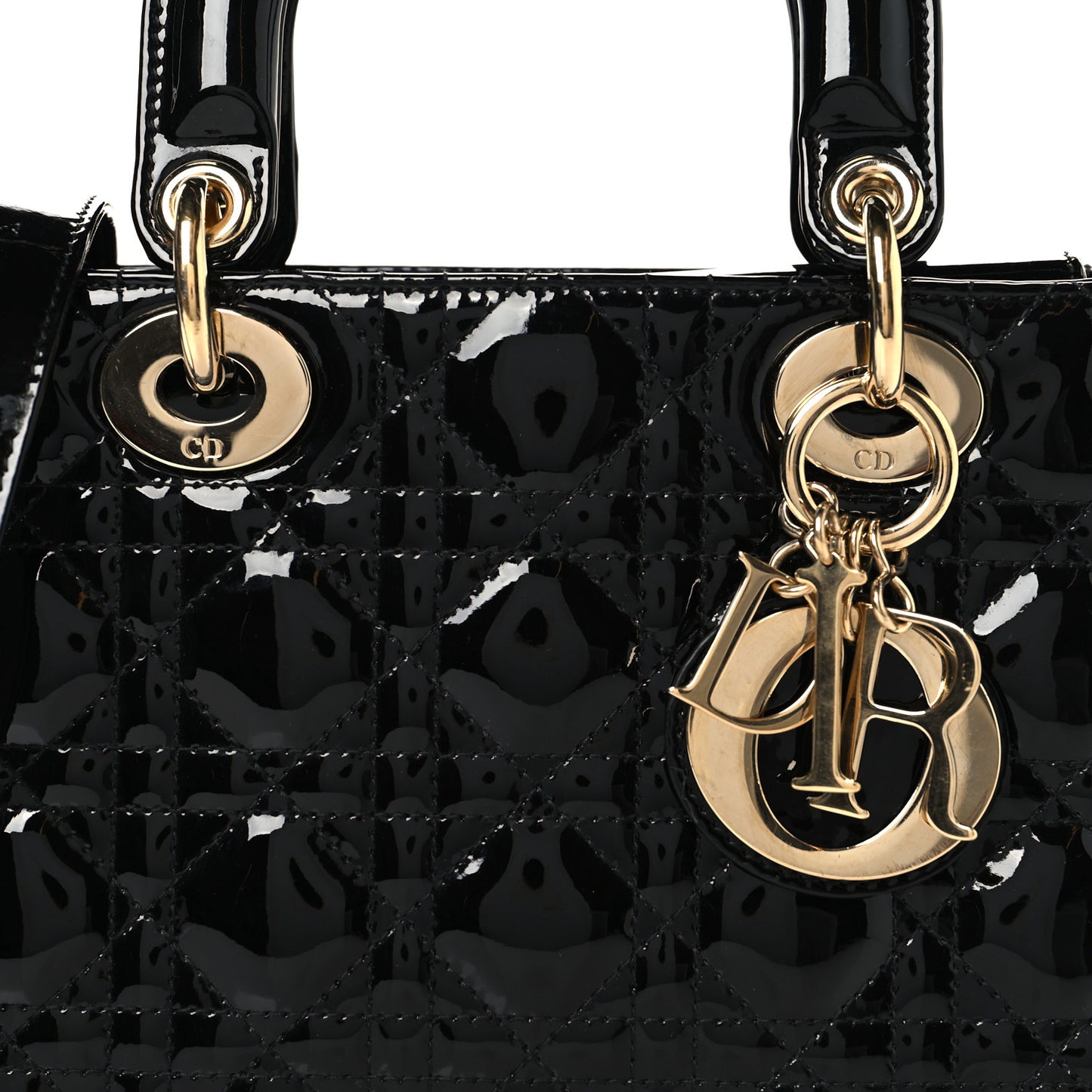 Patent Cannage Small Lady Dior Black