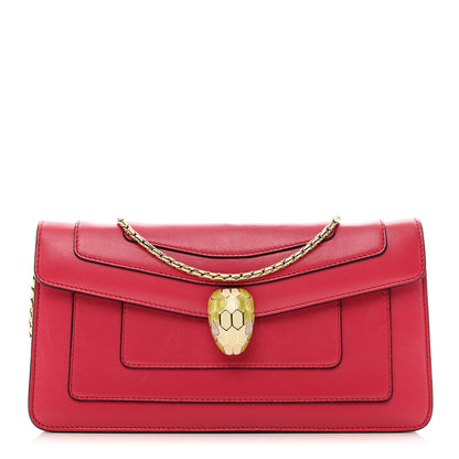 Bulgari Calfskin Serpenti Forever Flap Clutch Ruby Red 1 of 10