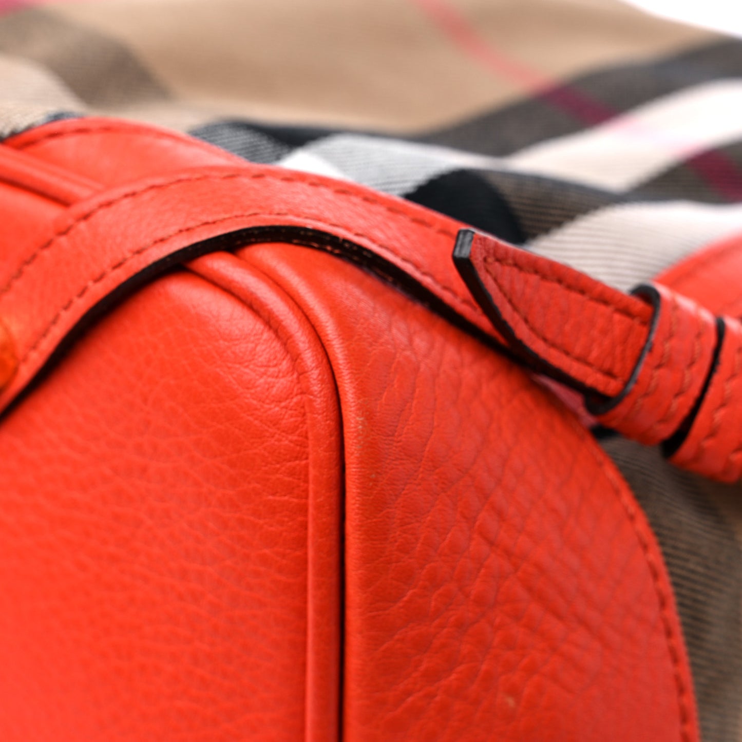 House Check Drawstring Hobo Orange