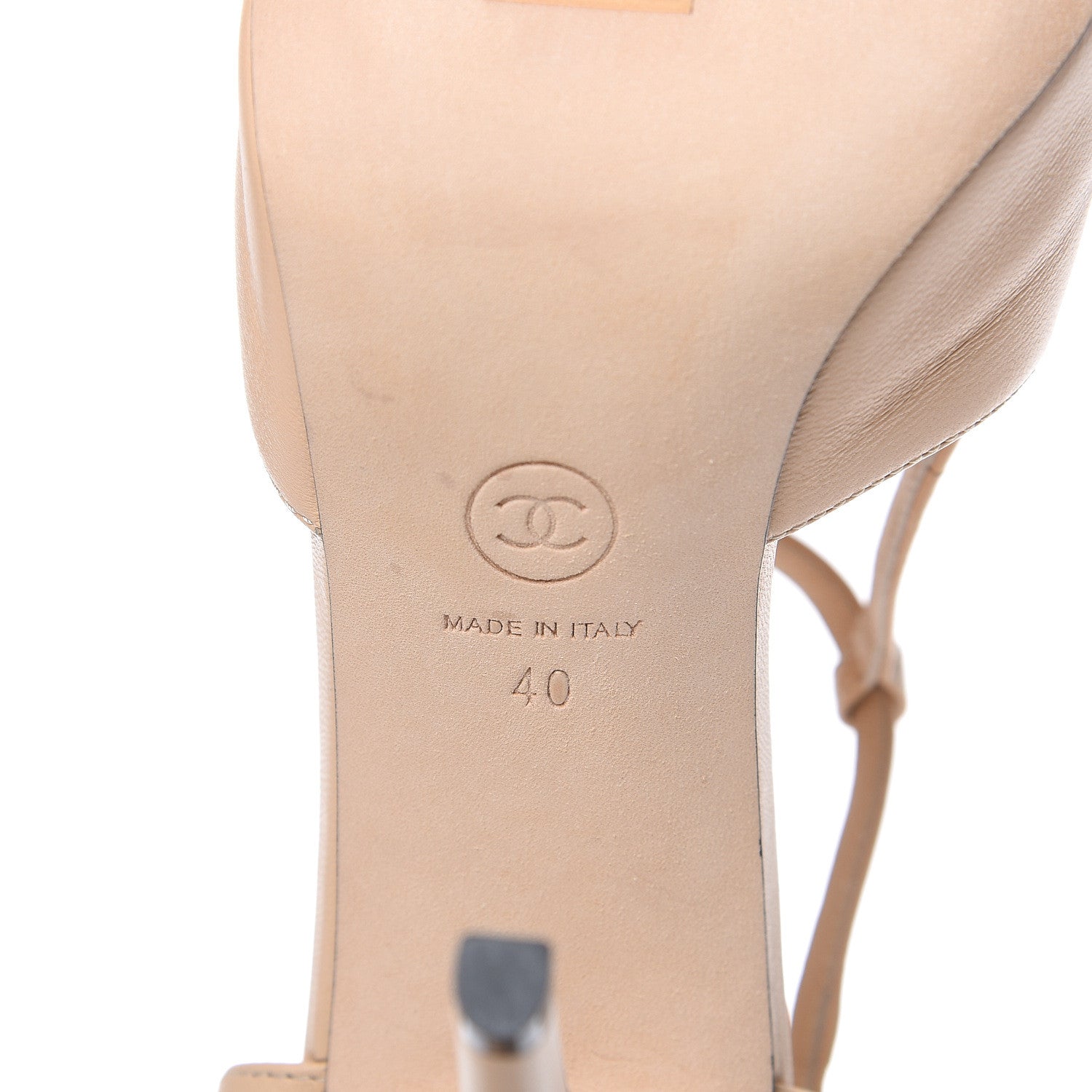 Chanel Lambskin Cap Toe CC Slingback Pumps 40 Beige Black 6 of 9