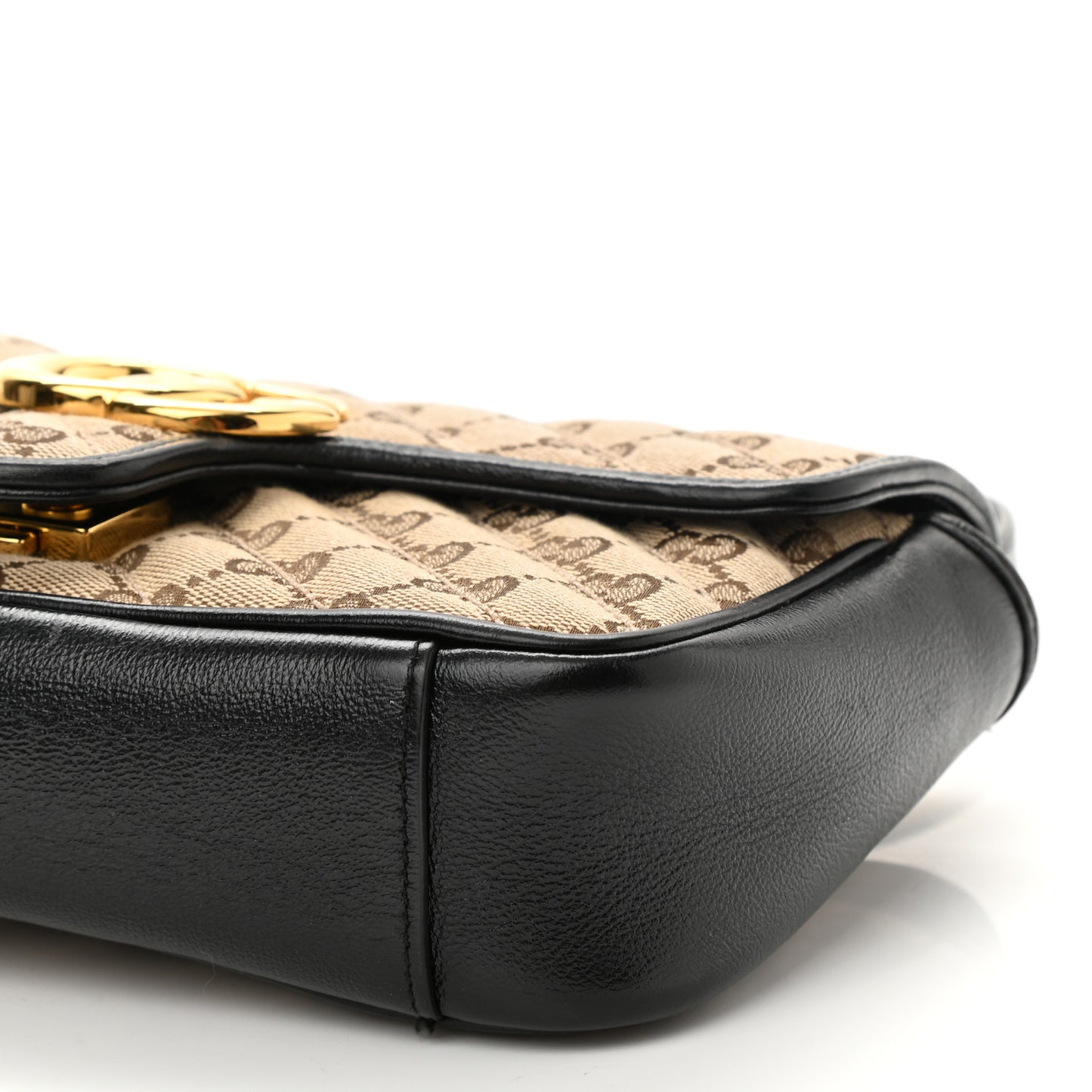 Monogram Matelasse Diagonal Mini GG Marmont Shoulder Bag Beige Black