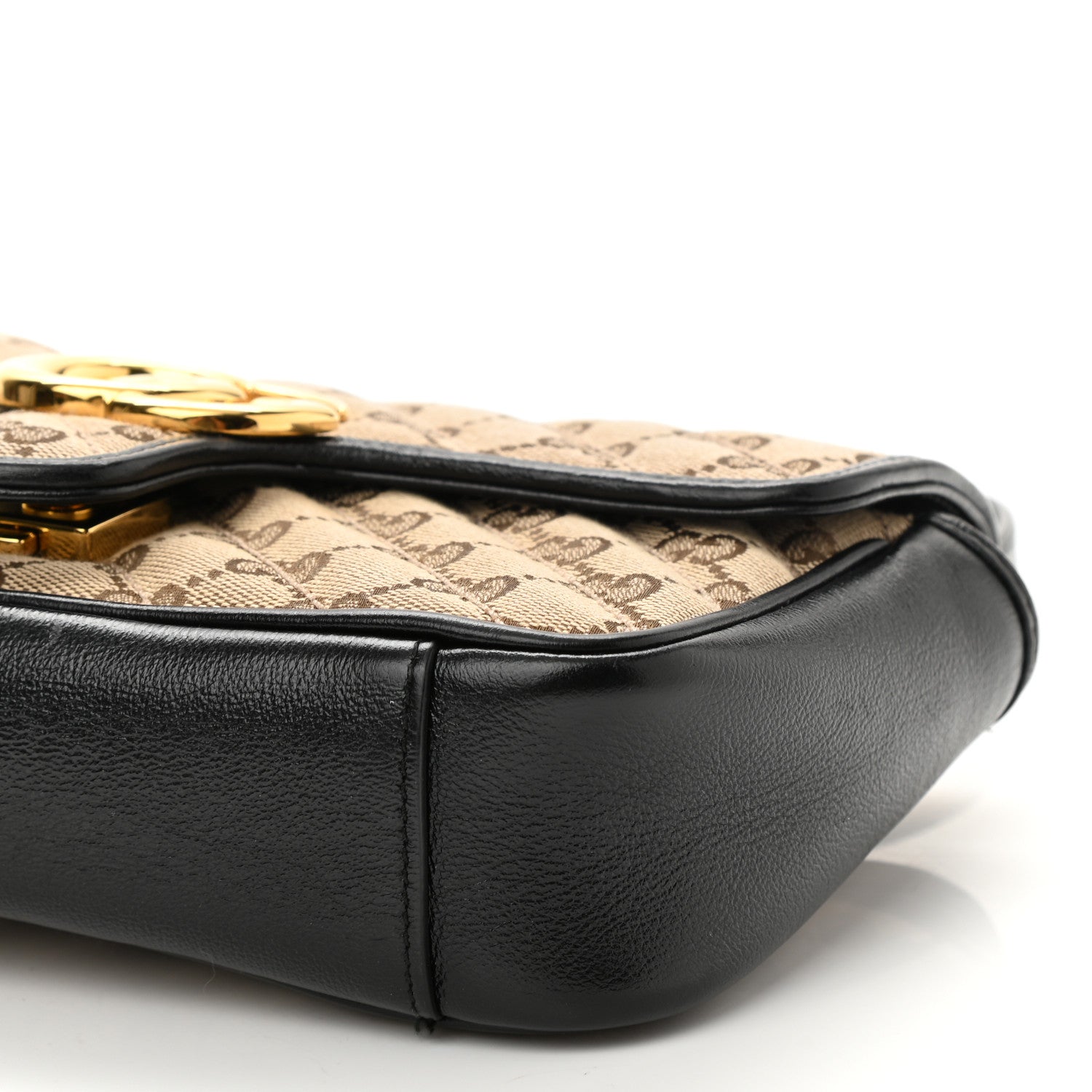 Gucci Monogram Matelasse Diagonal Mini GG Marmont Shoulder Bag Beige Black 8 of 8