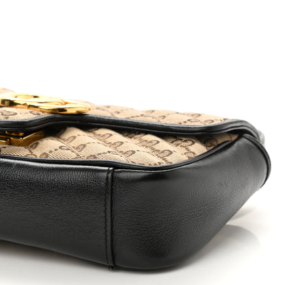 Gucci Monogram Matelasse Diagonal Mini GG Marmont Shoulder Bag Beige Black 8 of 8