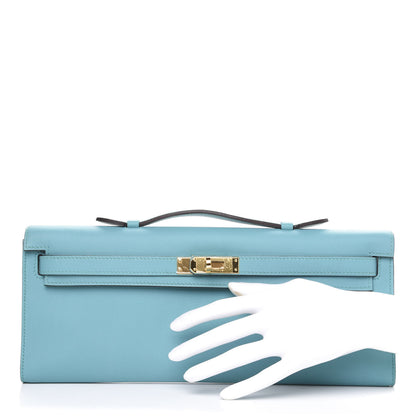 Hermes Swift Kelly Cut Clutch Pochette Bleu Saint Cyr 2 of 9