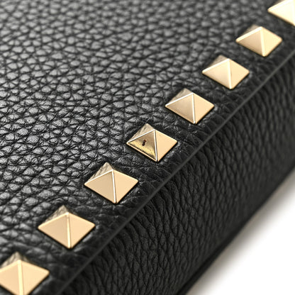 Valentino Garavani Pebbled Calfskin Rockstud Wristlet Zip Pouch Black 8 of 9