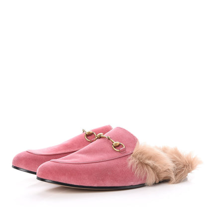 Gucci Velvet Fur Mens Princetown Slippers 11 Raspberry 3 of 7