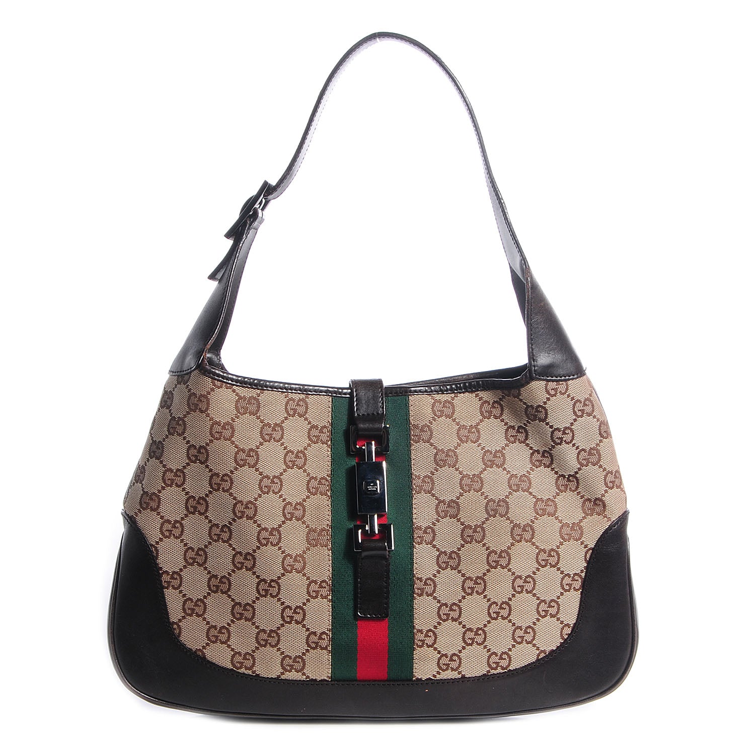 Gucci Monogram Web Jackie O Hobo Dark Brown 1 of 7
