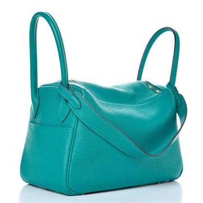 Hermes Taurillon Clemence Lindy 26 Bleu Paon 3 of 11