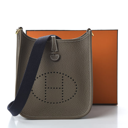 Hermes Taurillon Clemence Amazone Evelyne TPM Etoupe Bleu Indigo 10 of 10