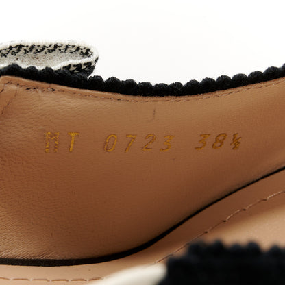 Christian Dior Canvas Embroidered Ribbon Plan De Paris Embroidered J'Adior Slingback 65mm Pumps 38.5 White Black 9 of 10