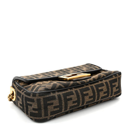 Fendi Fabric Jacquard FF 1974 Midi Chain Baguette Tobacco Moro 4 of 9