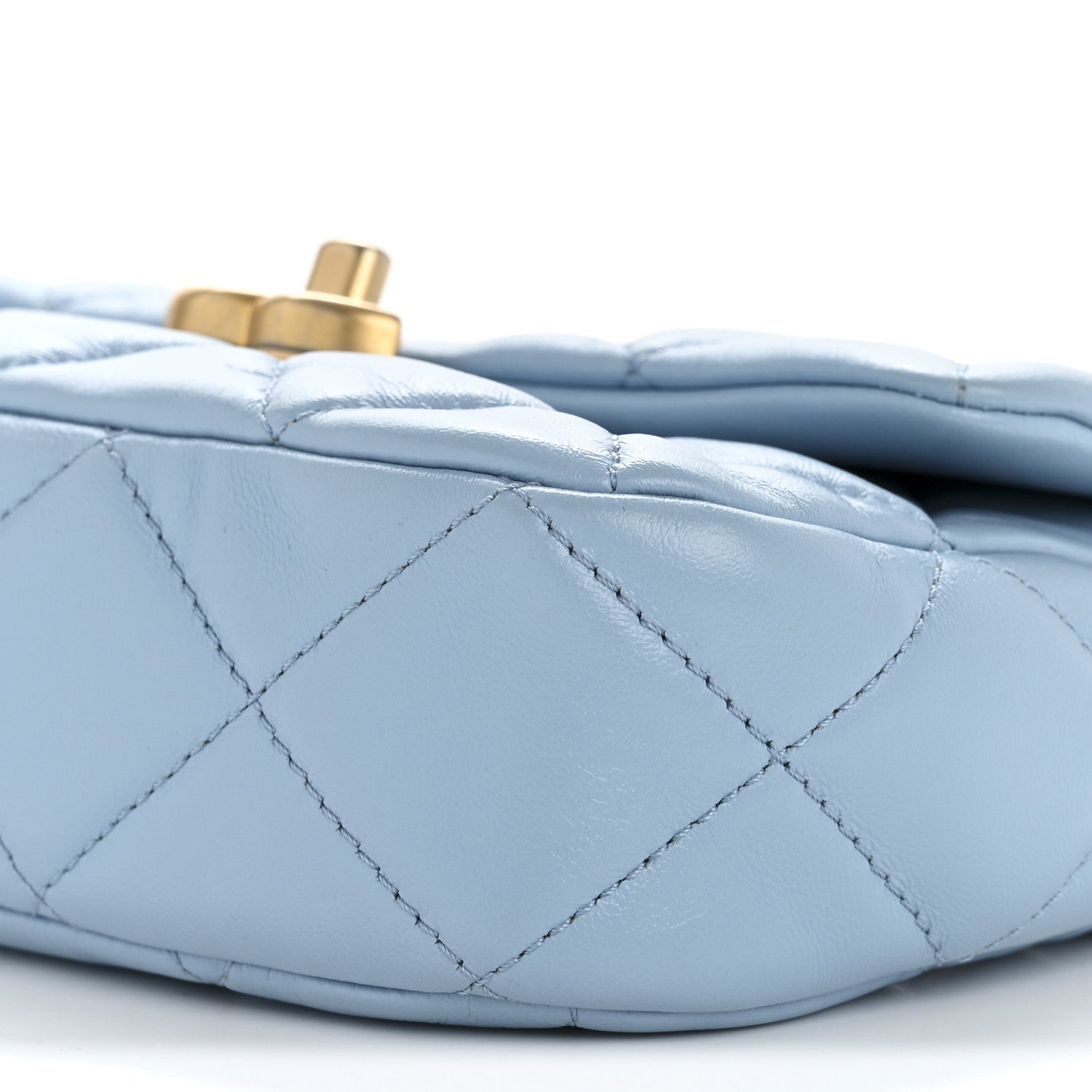 Chanel Lambskin Quilted Mini Lacquered Chain Flap Light Blue 10 of 12