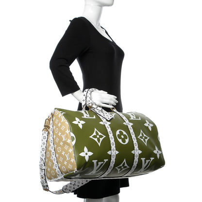 Louis Vuitton Monogram Giant Keepall Bandouliere 50 Kaki Beige 3 of 10