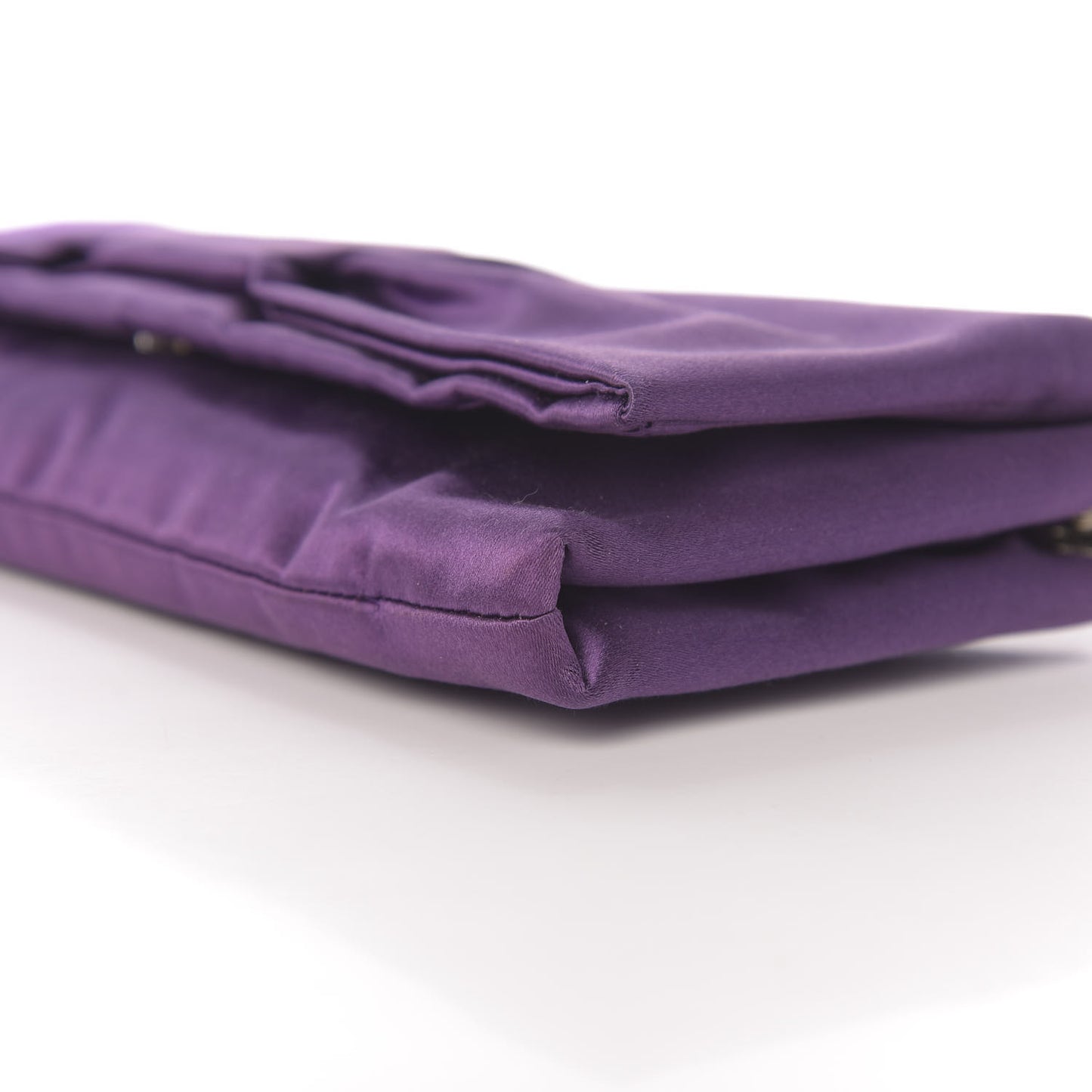 Satin Rasso Bow Pochette Clutch Viola