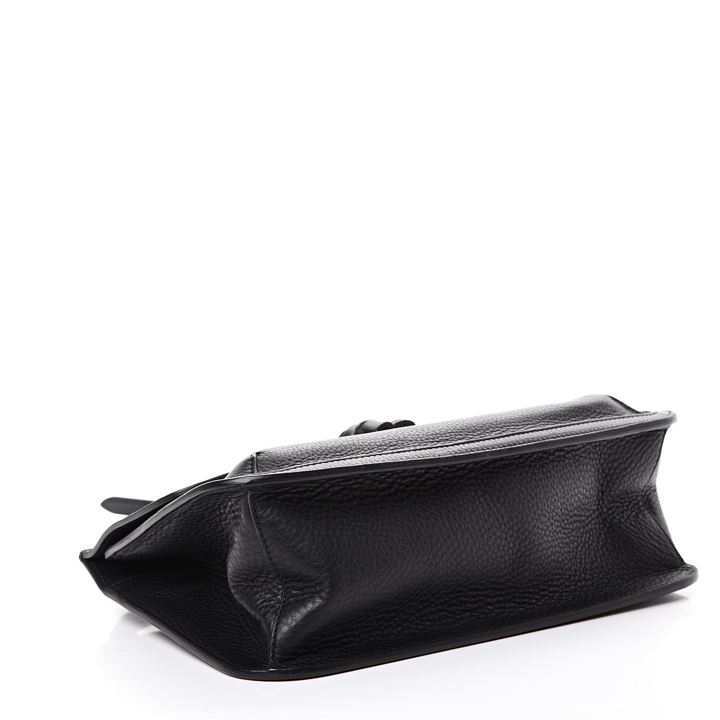 Pebbled Calfskin Medium Bamboo Daily Flap Shoulder Bag Black