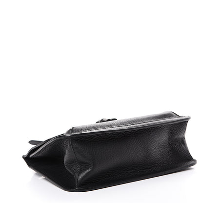 Gucci Pebbled Calfskin Medium Bamboo Daily Flap Shoulder Bag Black 3 of 8
