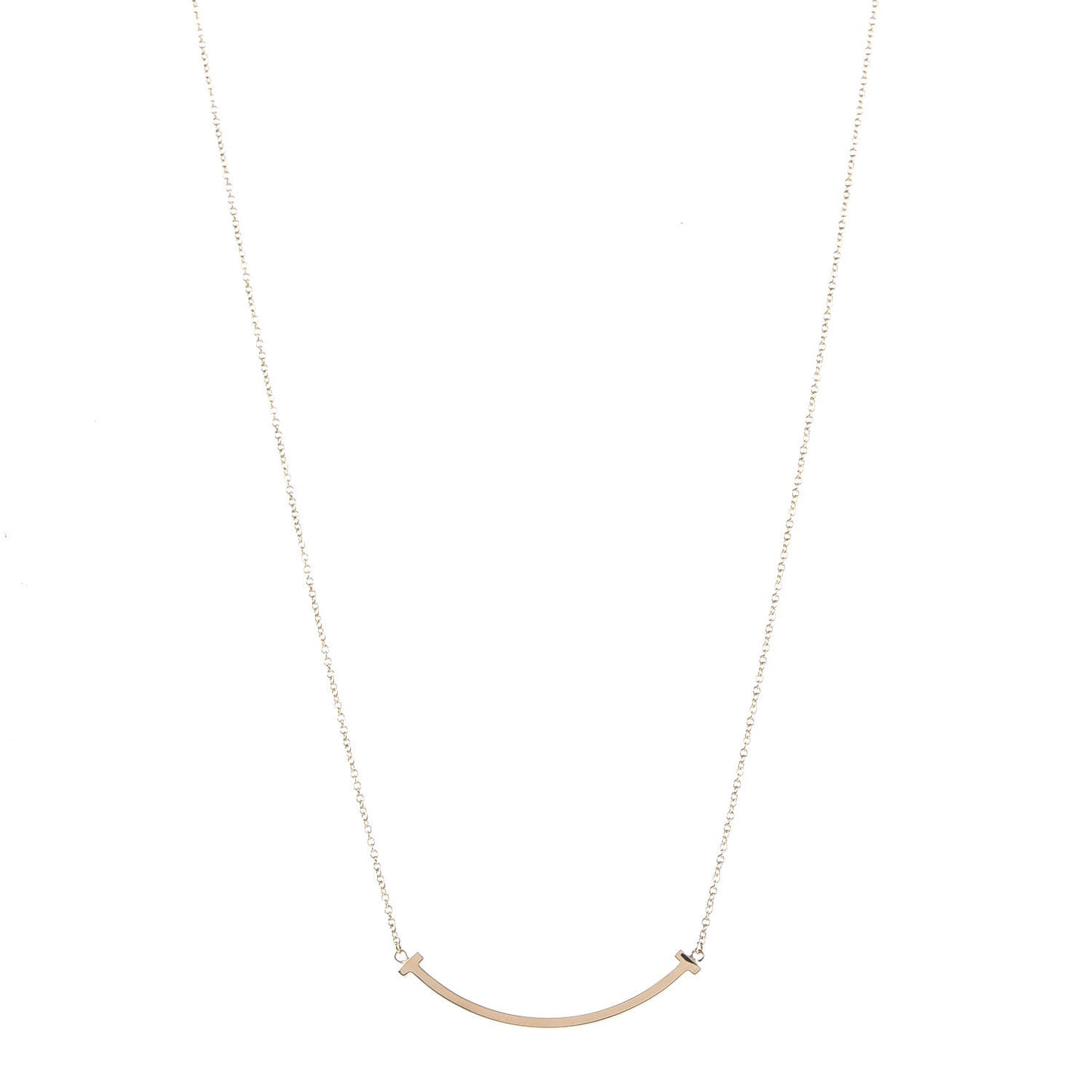 18K Yellow Gold Small T Smile Pendant Necklace