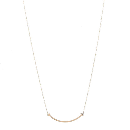 Tiffany 18K Yellow Gold Small T Smile Pendant Necklace 1 of 7