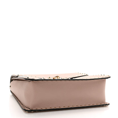 Valentino Garavani Grained Calfskin Rockstud Top Handle Flap Shoulder Bag Poudre 3 of 9