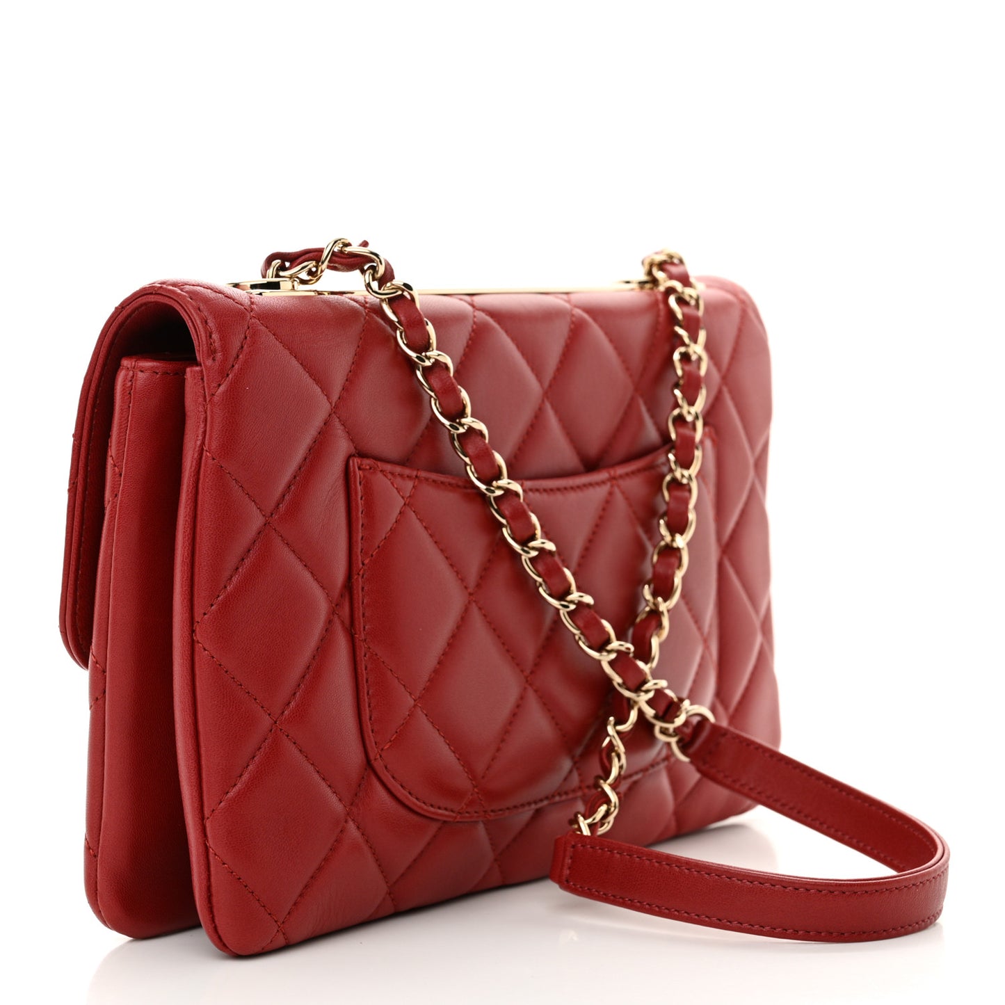Lambskin Quilted Medium Trendy CC Flap Red