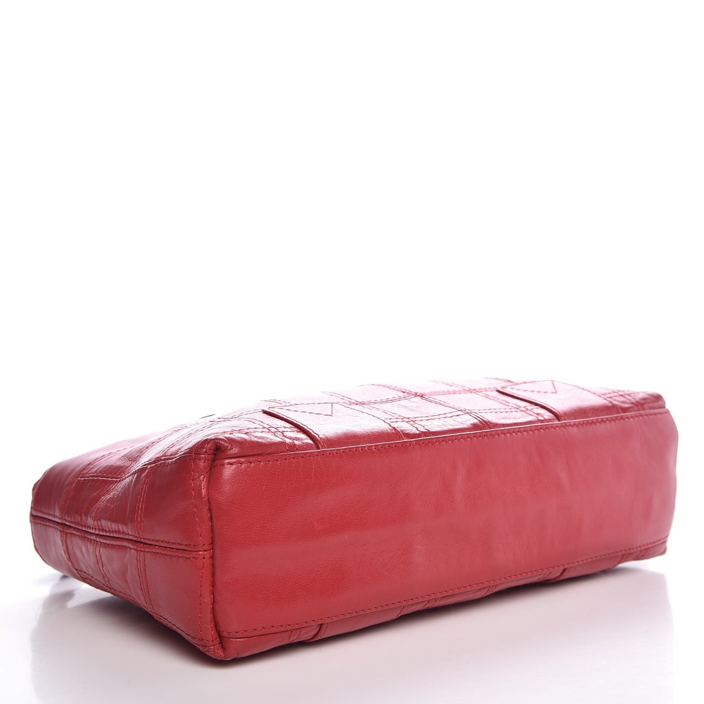 Lambskin Square Stitched Lax Shoulder Bag Red