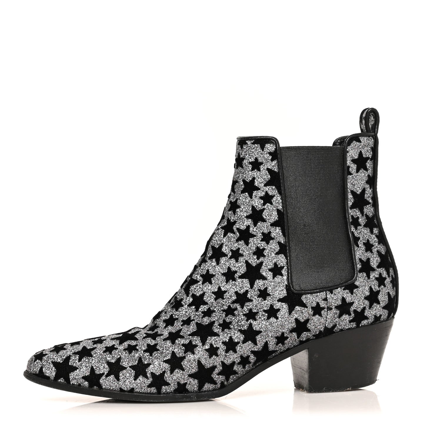 Glitter Suede Calfskin Rock Chelsea Boots 35 Black