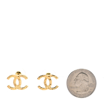 Chanel Metal Textured CC Earrings Gold 2 of 5
