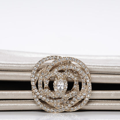 Chanel Iridescent Calfskin Crystal Camellia Evening Clutch Champagne 11 of 11